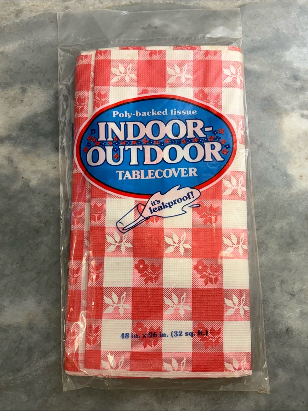 Vintage Gingham Checkerboard Tablecloth Red White Floral 48 by 96” Picnic